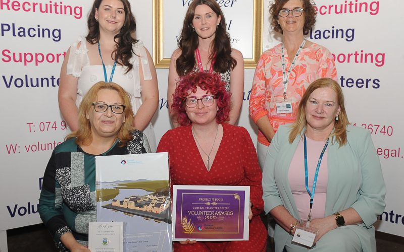 Members of the Railway Ramblers Group Dunfanaghy group who received their  Volunteer Recognition Aaward at  the Donegal Volunteer Awards in the Raddission Hotel Letterkenny. Included in the photo are Nuala Diver Community Development Officer DLDC, Michaela Flanagan Communications Manager - Donegal Local Development Company Shannon Whelan Kongsted Volunteer Development Officer DVC Fiona Higgins IDP.   .Photo by Gerard McHugh Photography